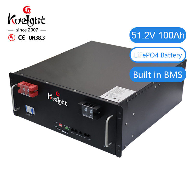 BMS พลังงานแสงอาทิตย์ชุดแบตเตอรี่ลิเธียม LiFePO4 51.2V 100ah ที่เก็บแบตเตอรี่ในบ้าน