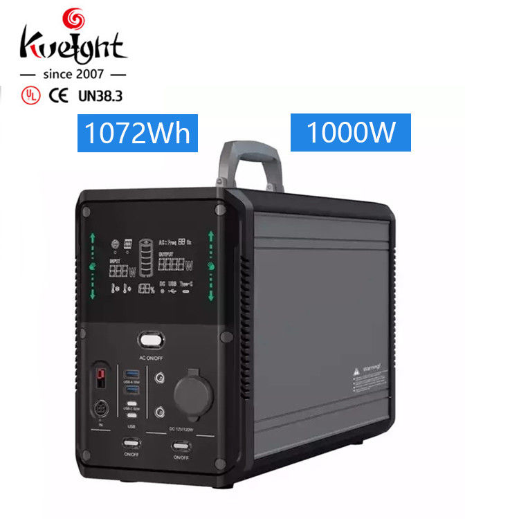 LiFePO4 ธนาคารพลังงานแสงอาทิตย์แบบพกพา 1000w MPPT แหล่งจ่ายไฟพลังงานแสงอาทิตย์สำหรับการตั้งแคมป์